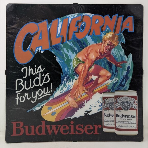 Budweiser California This Bud's For You Robert Redford Surfing Sign Insert Only - Picture 1 of 7